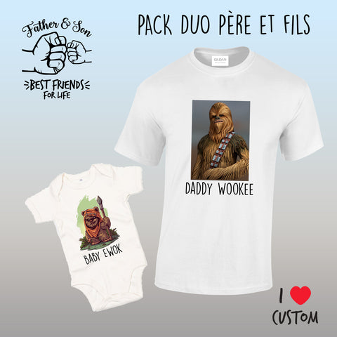 pack duo père fils ilovecustom baby ewok daddy wookee