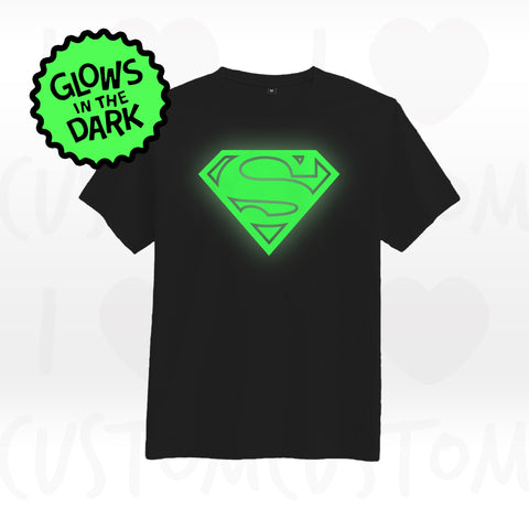 T-shirt ilovecustom noir SUPERMAN GLOW IN THE DARK