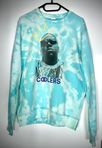 Sweat col rond bleu acid wash notorious big king coolers