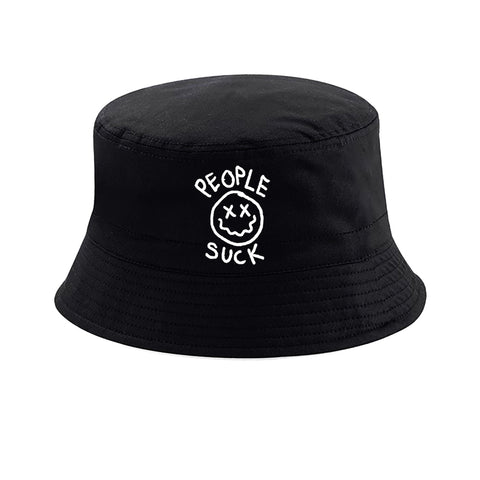 BOB bucket hat noir people suck smiley