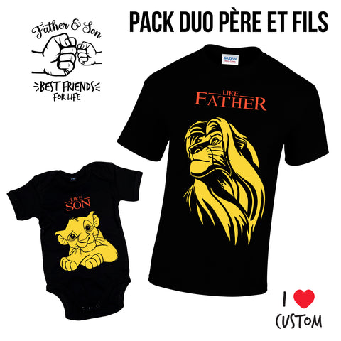 pack duo t-shirt et body bébé like father like son