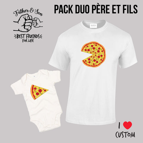 pack duo t-shirt et body part de pizza