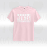 T-shirt ilovecustom Parental Advisory Explicit Content logo blanc