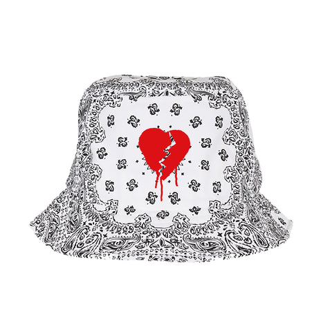 BOB bandana blanc coeur brisé rouge