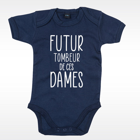 body bébé ilovecustom bleu navy futur tombeur blanc