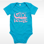 body bébé ilovecustom bleu girl power rose pale