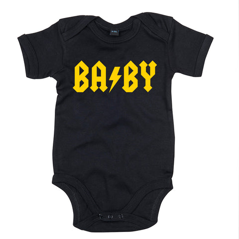 body bébé ilovecustom noir BABY acdc jaune