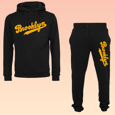 Ensemble jogging noir BROOKLYN ligue jaune