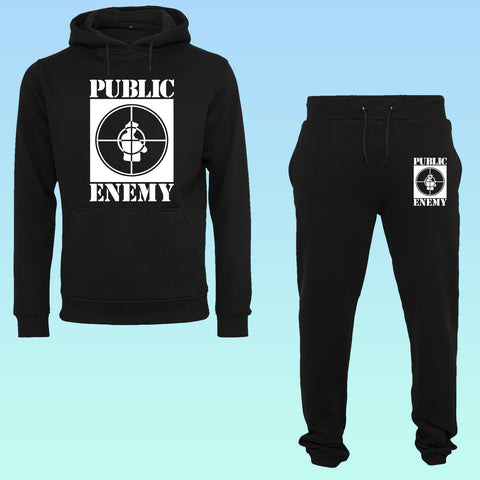 ensemble Jogging coupe ample noir PUBLIC ENEMY blanc