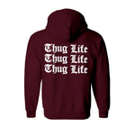 Sweat capuche épais rouge bordeaux hiphophood 2pac thug life