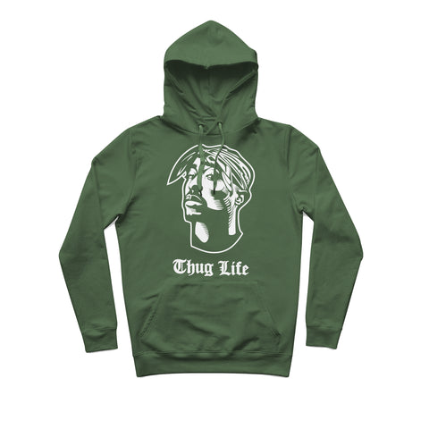 Sweat capuche épais vers olive hiphophood 2pac thug life