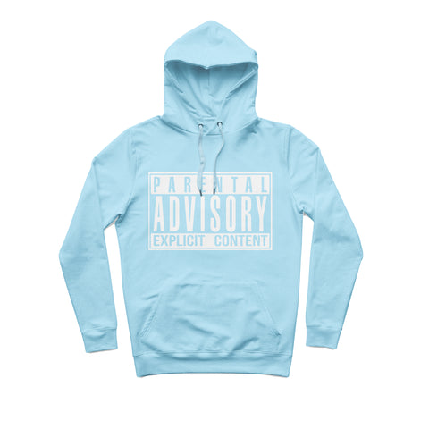 sweat capuche hiphophood épais parental advisory sky blue