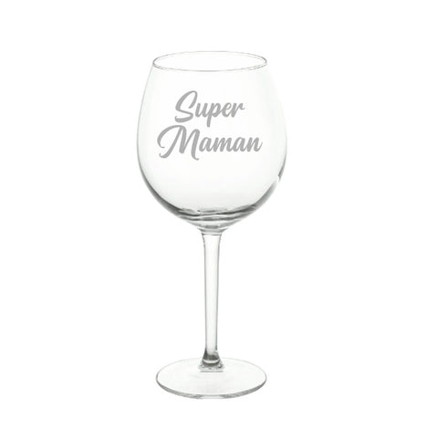 Verre de vin personnalisé super maman