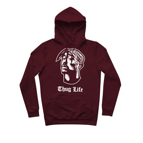 Sweat capuche épais rouge bordeaux hiphophood 2pac thug life