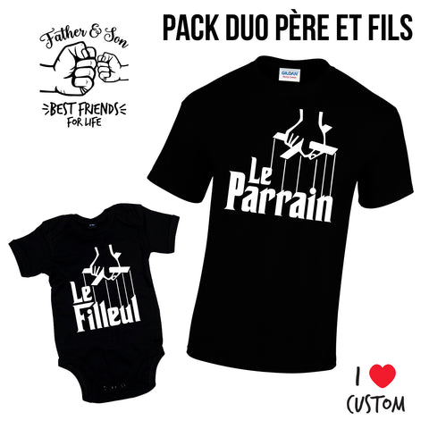 pack duo t-shirt et body Le parrain le Filleul