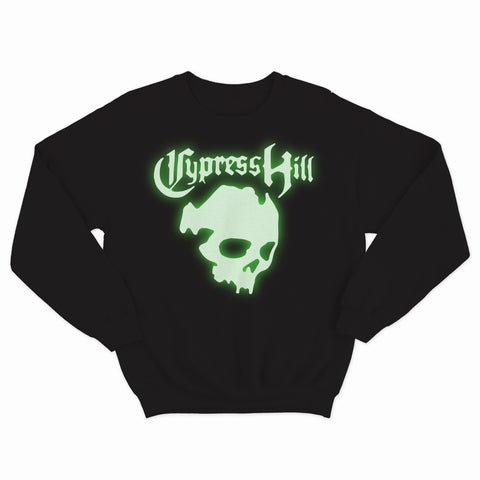 sweat col rond noir unisex logo CYPRESS HILL glow in the dark