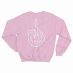 sweat col rond rose pale unisex logo Fuck Skull blanc