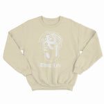 sweat col rond unisex logo 2 pac thug life blanc