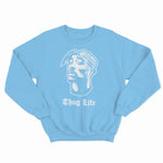 sweat col rond unisex logo 2 pac thug life blanc