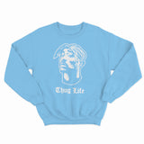 sweat col rond unisex logo 2 pac thug life blanc