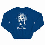 sweat col rond unisex logo 2 pac thug life blanc