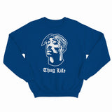 sweat col rond unisex logo 2 pac thug life blanc