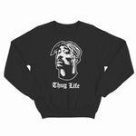 sweat col rond unisex logo 2 pac thug life blanc