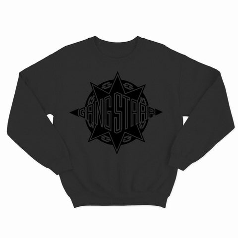 sweat col rond Gris chiné foncé unisex logo GANGSTARR noir