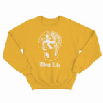 sweat col rond unisex logo 2 pac thug life blanc