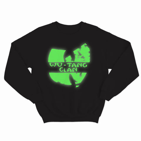 sweat col rond noir unisex logo WU TANG CLAN glow in the dark