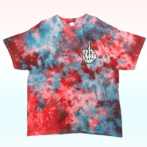 T-shirt tie and dye rouge bleu FUCK SKULL