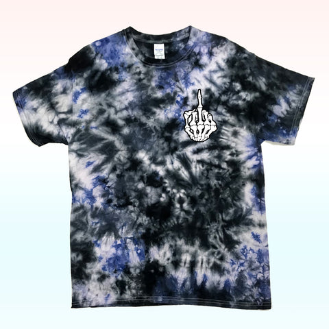 T-shirt tie and dye noir bleu FUCK SKULL