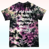 T-shirt tie and dye noir violet jaune YIN YANG BRUCE LEE quotes