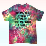 T-shirt tie and dye rose vert jaune SMILEY mac miller quotes