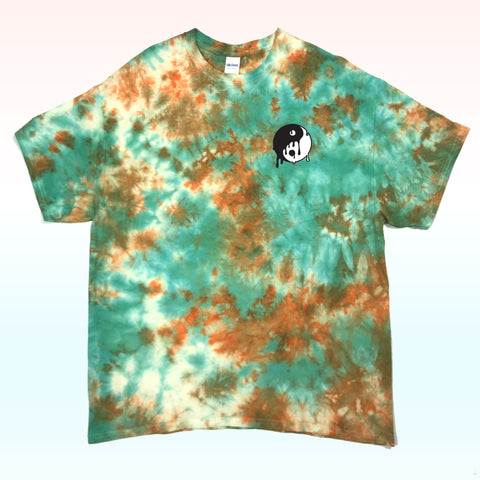 T-shirt tie and dye vert orange YIN YANG BRUCE LEE quotes