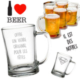 Verre chope de bière personnalisé gravé